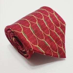 Graham & Lockwood Red Geometric Pattern Men's Silk Necktie Jacquard Fabric